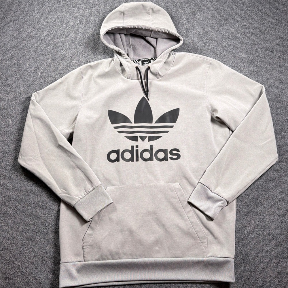 Adidas Snowboarding Team Tech Hoodie Men M Grey Trefoil Water Repellent Long Fit